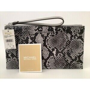 Michael Kors Jet Set Large Zip Pebbled Leather Clutch Wristlet-New w/ Tags